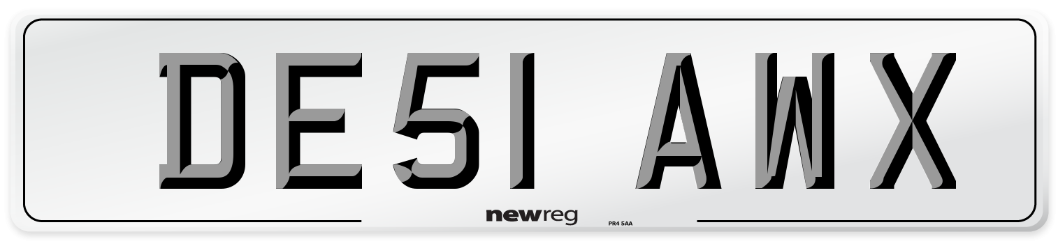 DE51 AWX Number Plate from New Reg